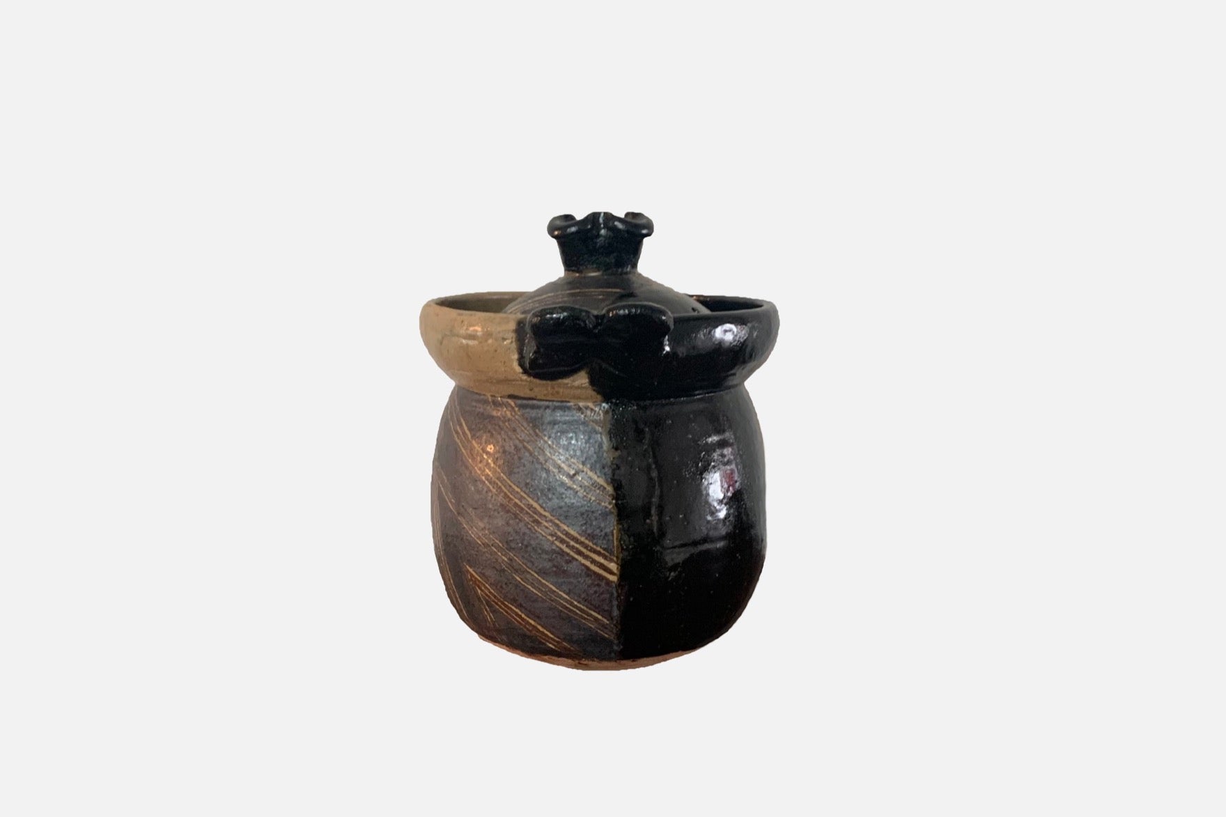 Clay Hot Pot, Whole chicken soup Donabe, Iga Ware, Kuro Oribe
