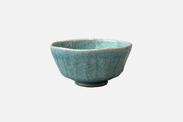 Japanese Tea bowl, Raku ware, Flat bowl, MihanadaGlaze
