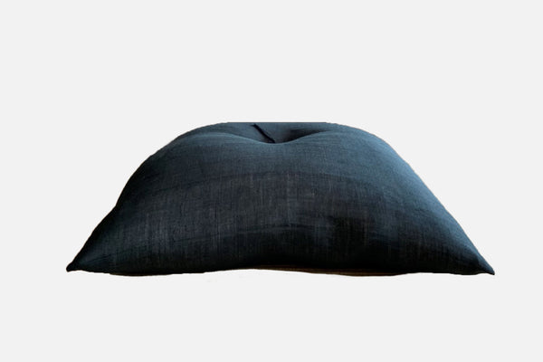 Kyoto Zabuton Cushion, Linen, Sumi color, (Black)